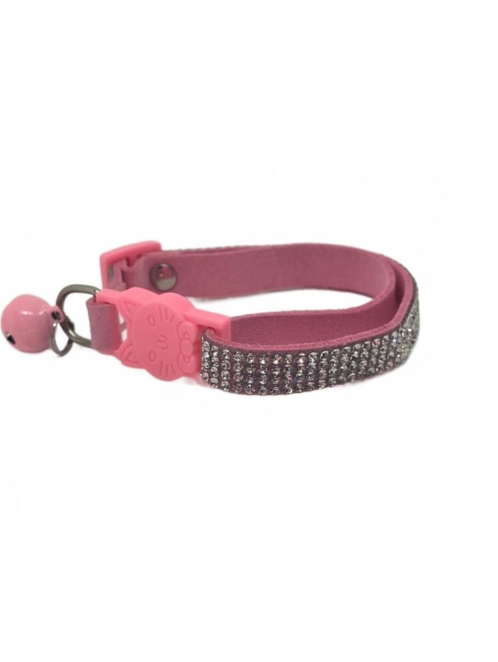 Girl Cat Kitten Collar Pink Rhinestone Soft Velvet Breakaway + Bell Adjustable
